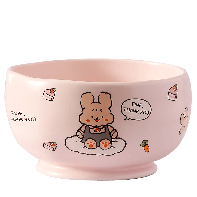 精东家【特别好看的碗】2025新款家用盘餐具儿童专属陶瓷餐具送礼套装 【可爱粉小兔】5英寸碗