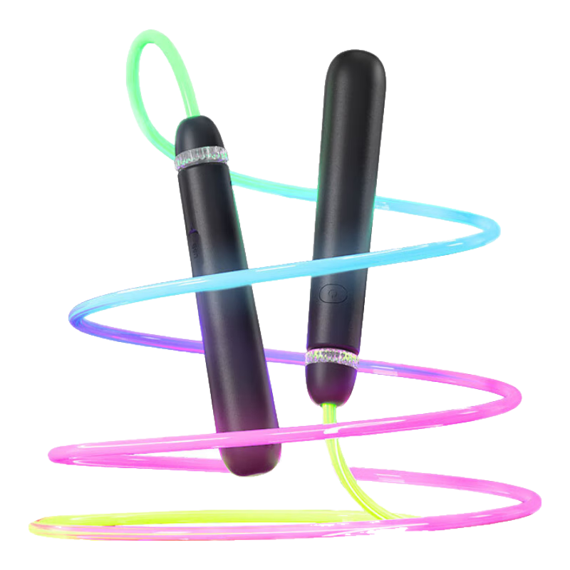 躍動(dòng)跳繩減肥成人燃脂訓(xùn)練繩男女中小學(xué)生健身兒童跳繩可發(fā)光夜光跳繩 黑色充電款-燈光可調(diào)2.8m【炫彩