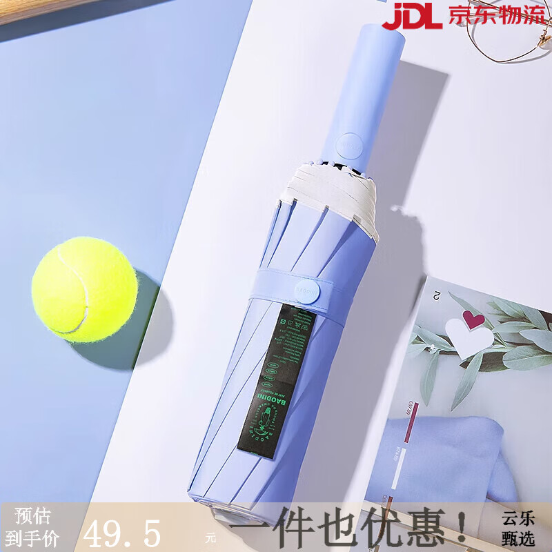 寶迪妮（Baodini）全自動大號雨傘加大加厚加固男士黑膠防曬晴雨兩用超大抗風(fēng)暴男生 全自動雙人雨傘冰雪藍(lán) 12骨