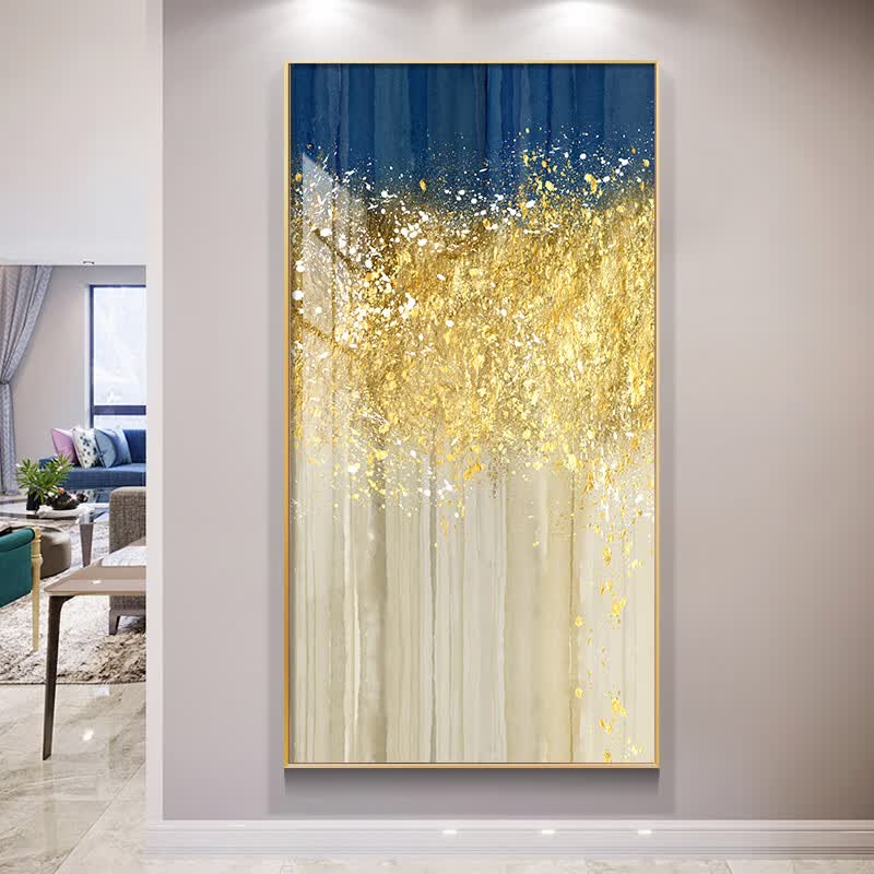 画北欧玄关装饰画客厅走廊油画挂画简美抽象过道装饰壁画 跳舞的星星