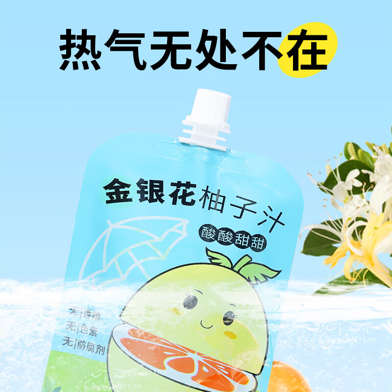 九物道柚子汁金银花柚子汁儿童成人春夏解暑下火无添加剂 金银花柚子汁一箱（12袋*130ml）