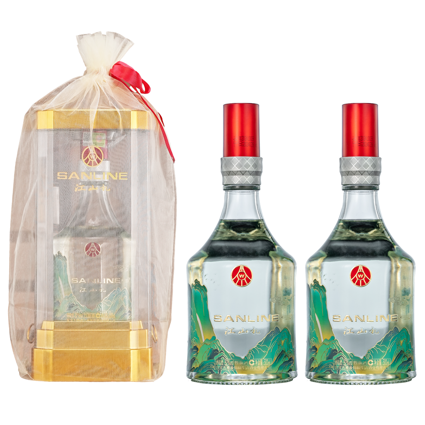 五粮液仙林生态 江山礼 欧根纱 52度500ml 双瓶装