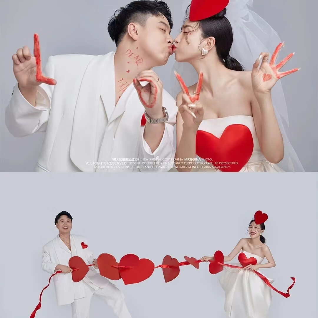 叢一樓訂結(jié)婚領(lǐng)證拍照道具愛(ài)心喜字拉花婚禮戶(hù)外跟拍婚房布置套裝飾用品 夫妻同心串