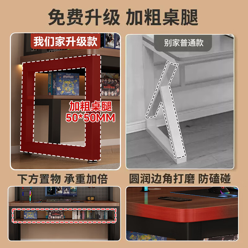 宏诚兴居洞洞板台式电脑桌家用书桌书架一体组合小户型学生学习桌子写字桌 【加厚5cm实木】白架+深胡桃3层 80*60cm【洞洞板+桌下置物】