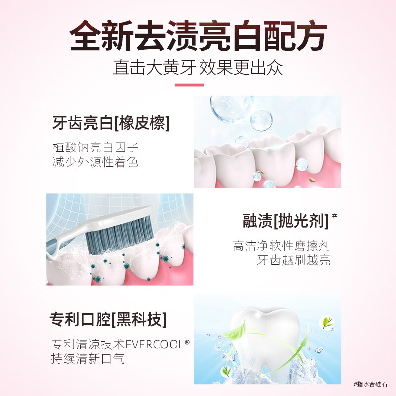 冰泉(blispring)口香糖牙膏清新口气护龈焕亮净白去渍防蛀黄牙膏5支560g家庭套装