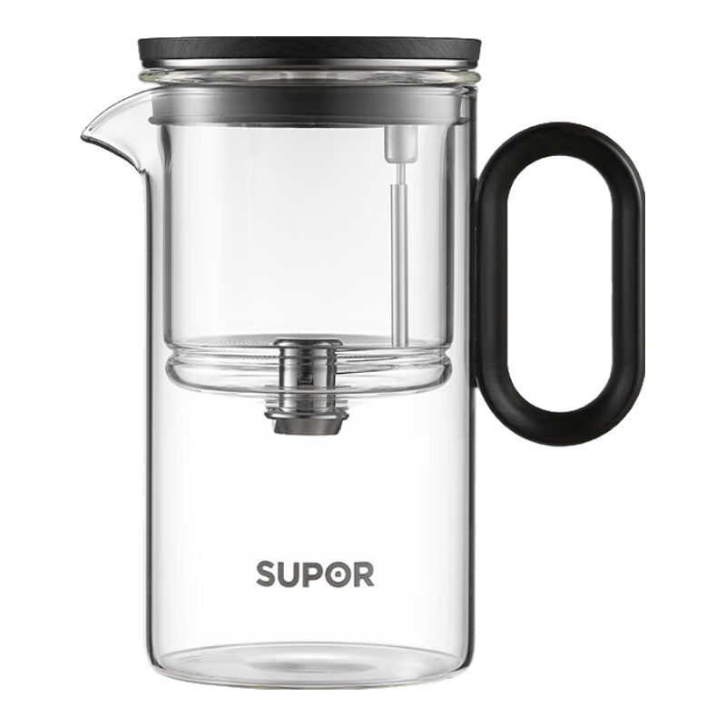 蘇泊爾（SUPOR）磁吸飄逸杯過(guò)濾泡茶壺全玻璃耐高溫一鍵茶水分離神器非按壓 飄逸杯550ml