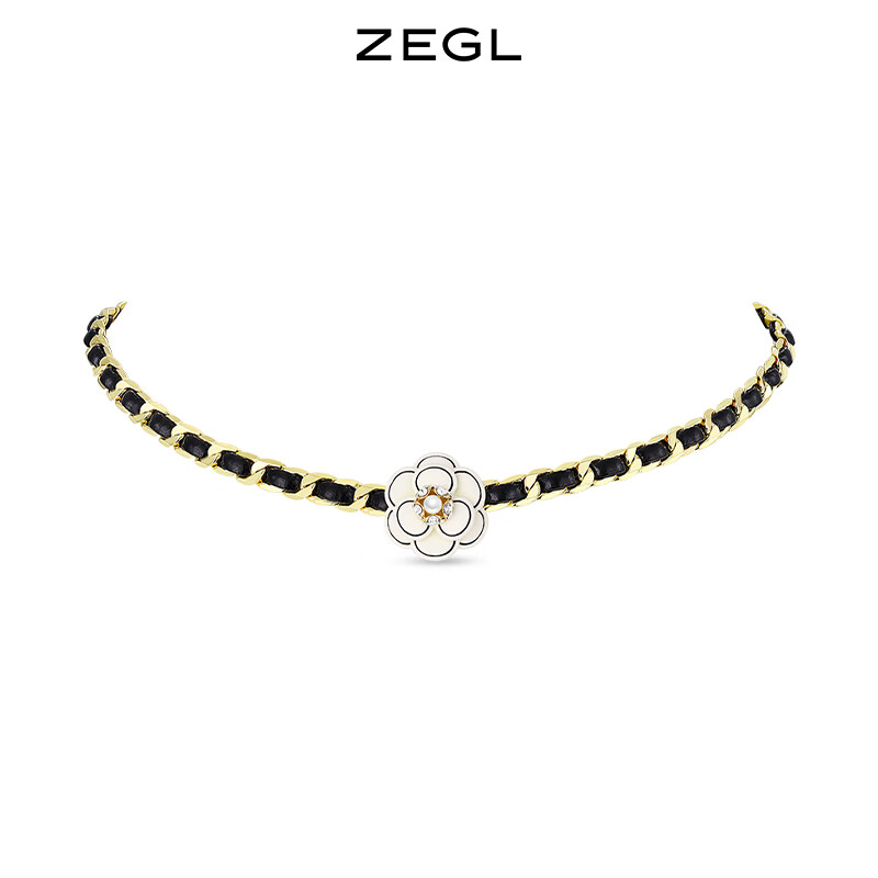 ZEGL小香風(fēng)山茶花復(fù)古項(xiàng)鏈耳環(huán)鎖骨鏈choker項(xiàng)圈脖頸鏈 小香風(fēng)山茶花項(xiàng)鏈