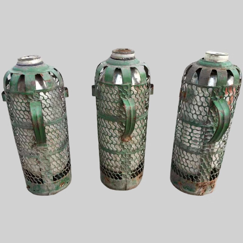 民俗老物件老式暖瓶水壶保温热水瓶壶绿色铁皮暖壶竹子老式压力 绿色