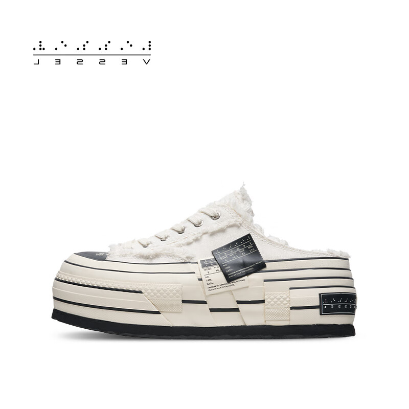 XVESSEL【陆虎同款】双侧标穆勒半拖内增高松糕帆布鞋拖鞋夏季 双标穆勒鞋 小羊肖恩 S24X39W 39