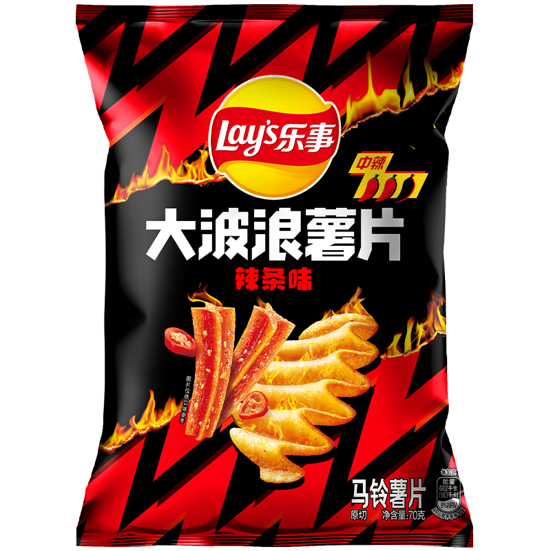乐事（Lay's）大波浪薯片 辣味系列 辣条味 70g 新品上市