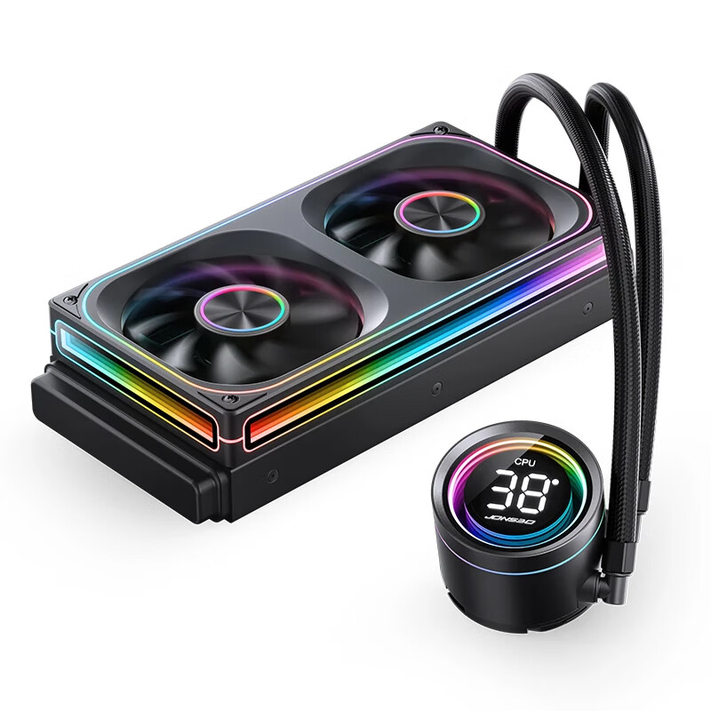 乔思伯TH 360cpu一体式水冷散热器数显温度连体风扇argb神光同步lga1700 1851 am5 9800x3d 乔思伯TH240【黑】