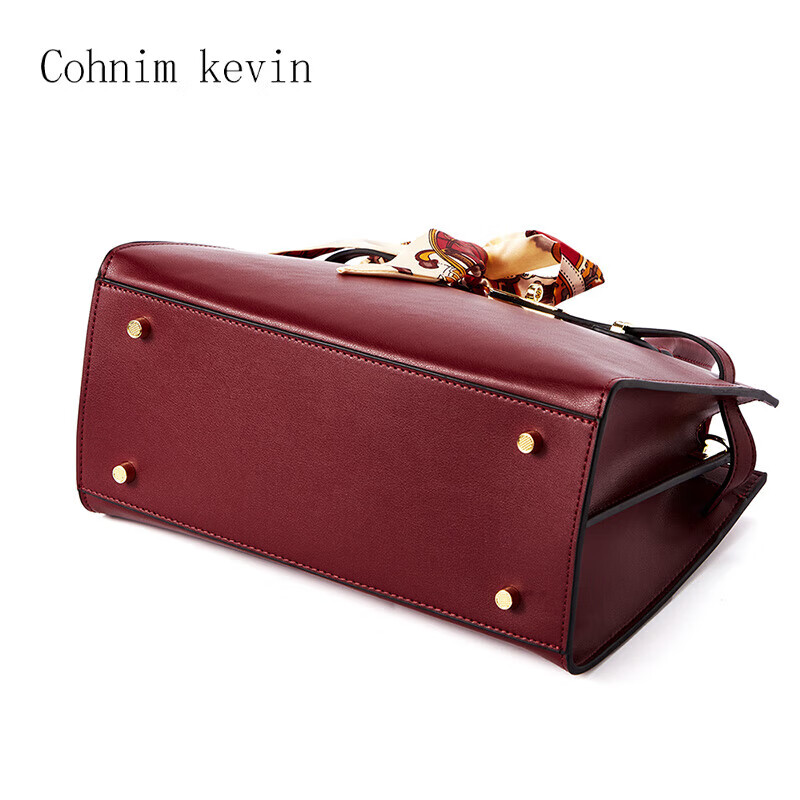 Cohnim kevin轻奢时尚高档牛皮大容量手提包2079 酒红