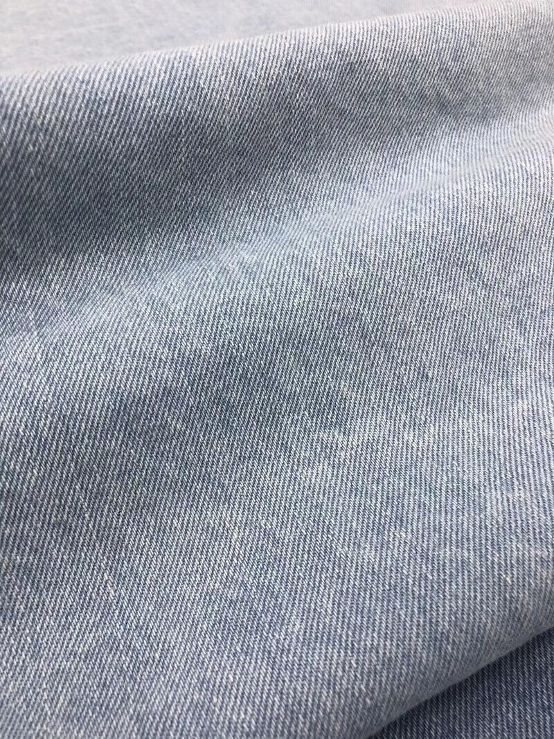 OQB高檔牛仔布料手擦做舊肌理水洗牛仔布料面料藍(lán)色棉服裝面料手工Di 加厚淺白色（半米價）