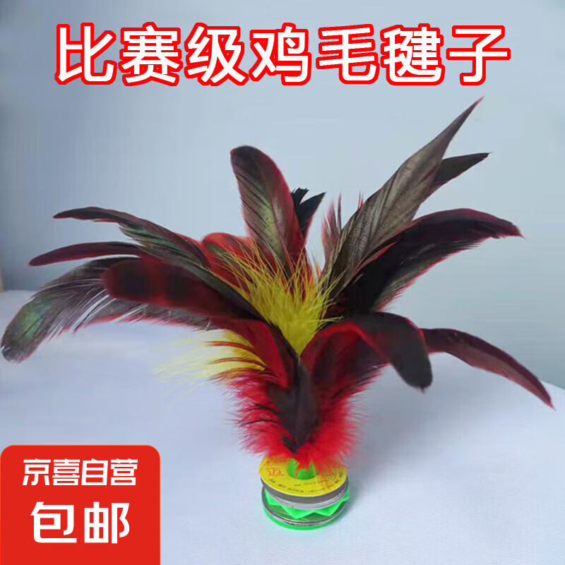 毽子儿童小学生大号公鸡毛鹅毛羽毛比赛毽球牛筋底毽子红色单只装 鸡毛毽子（1个装）