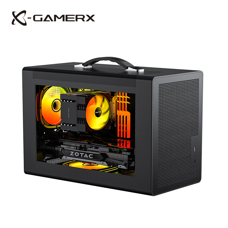 未知玩家P60手提便携式MATX紧凑型MINI桌面小机箱玻璃侧透ITX台式机TypeC游戏迷你电脑机箱 P60机箱-星空黑 Type-C版