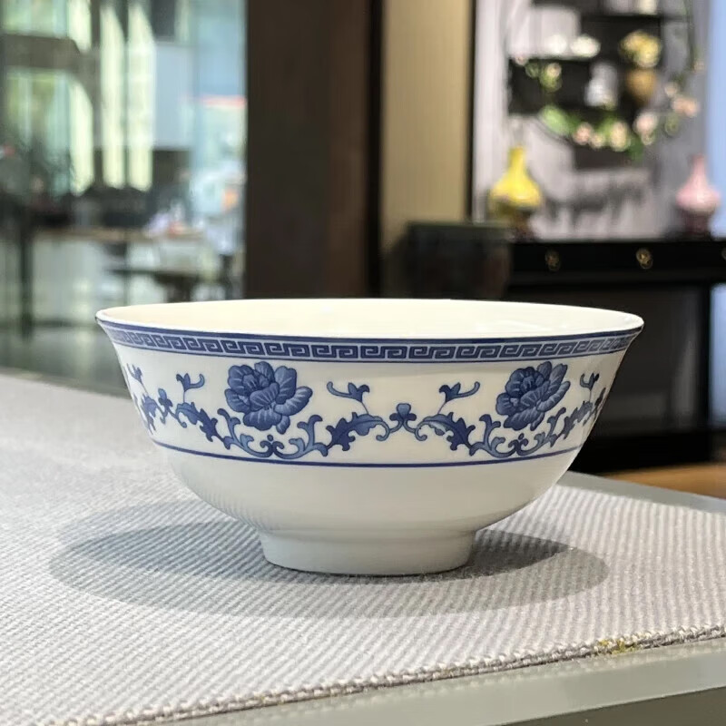 紅葉（RL）餐具紅葉陶瓷 景德鎮陶瓷清芙蓉飯碗飯盤(pán)家用陶瓷餐具散件 清芙蓉2號加大飯碗套組 10頭