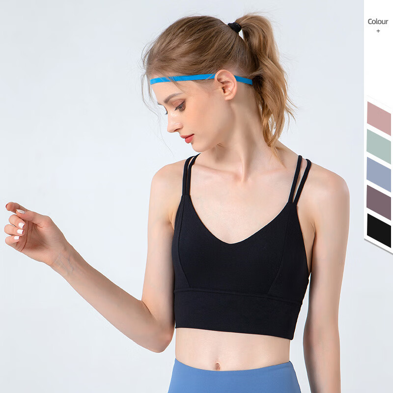 SHEA|Cloud 交叉细带瑜伽服显瘦性感美背健身服轻盈聚拢运动衣 浅蓝灰 L