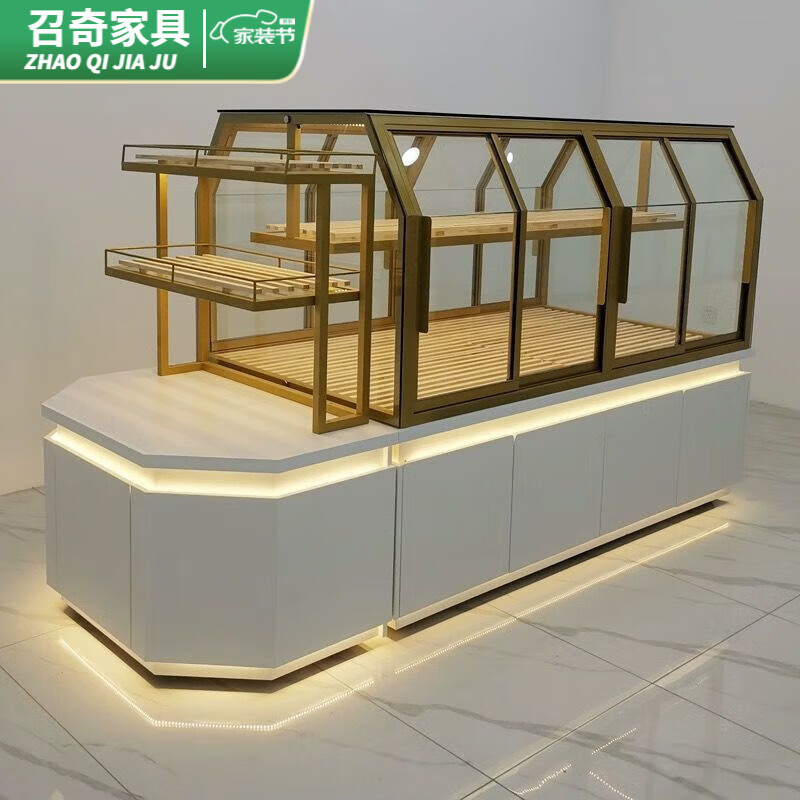 卡庭森面包柜展示柜面包中島柜弧形玻璃店模型展示柜烘培邊柜展示架 圖一中島柜每米價(jià)格