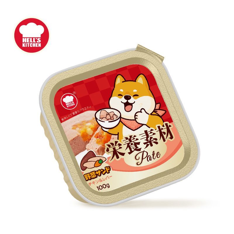 地獄廚房（Hell's Kitchen）地獄廚房狗罐頭拌飯注芯犬餐盒寵物零食狗狗濕糧營 雞肉雞肝/果蔬芯100g 6盒