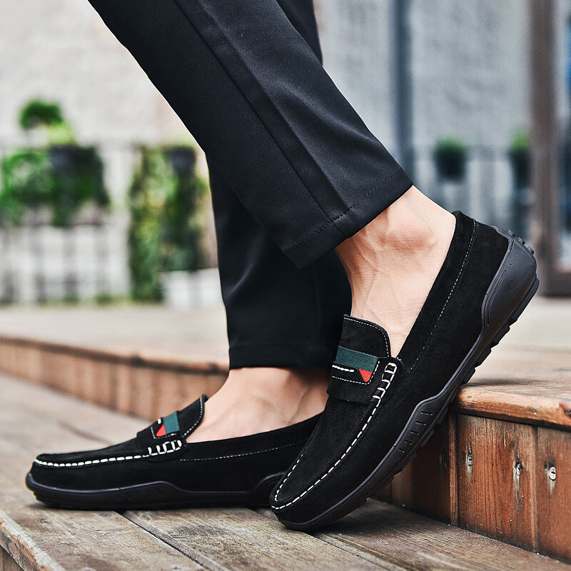 卡帝乐鳄鱼皮鞋男鞋男士商务休闲鞋真皮系带中老年爸爸职场西装通勤正装鞋 5115黑色 43