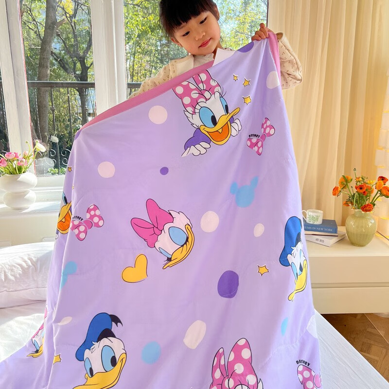 boxbaby儿童夏凉被婴儿夏季薄被棉被春秋被宝宝空调被幼儿园被子午睡被子 紫色小鸭【110cm×145cm】