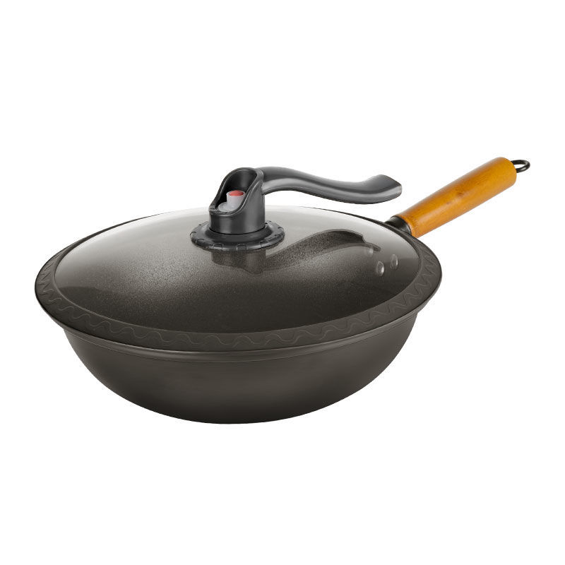 恒棘孜阙 极铁锅 微压极铁铁锅炒菜锅不粘锅多功能家用电磁炉无油烟