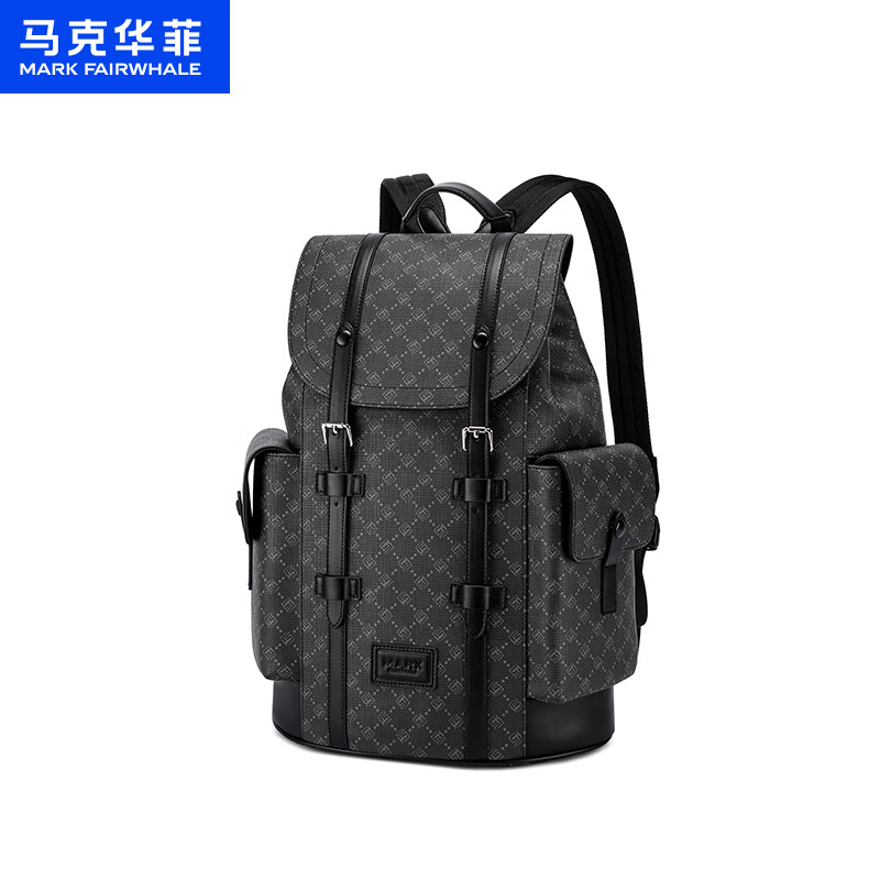 马克华菲新款背包男士商务双肩包潮流大容量电脑包旅行包学生书包 铅灰【礼品袋|顺丰快递】