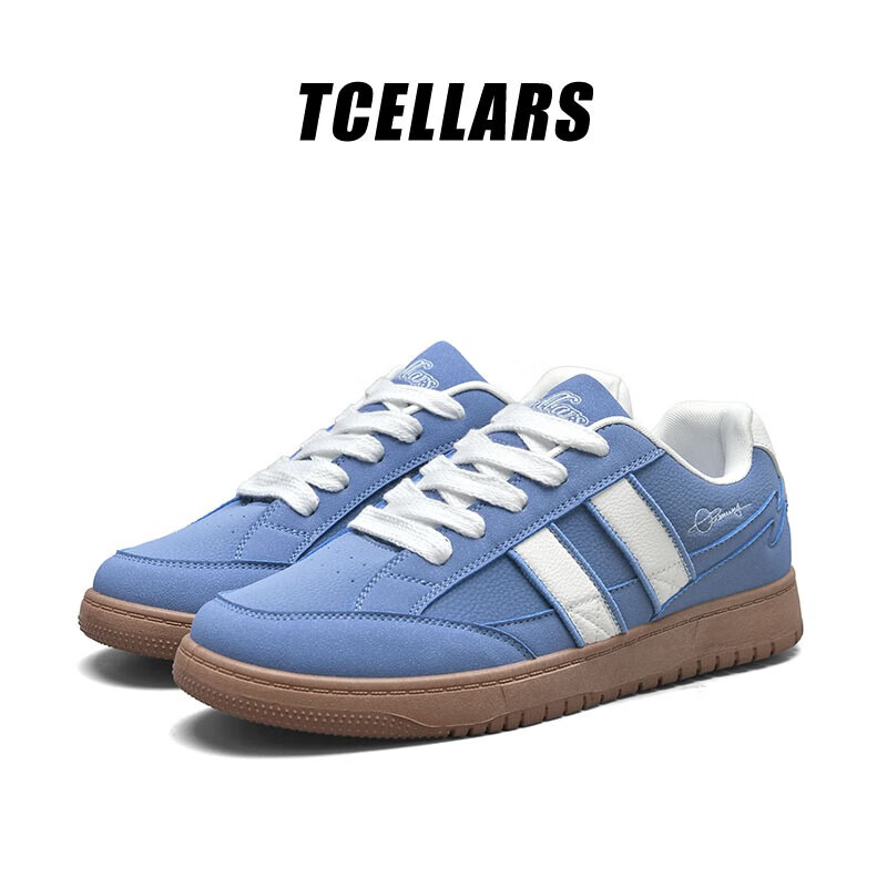 Tcellars德训鞋男鞋春夏新款复古潮流低帮厚底板鞋运动舒适百搭休闲鞋子男 云雾蓝 42