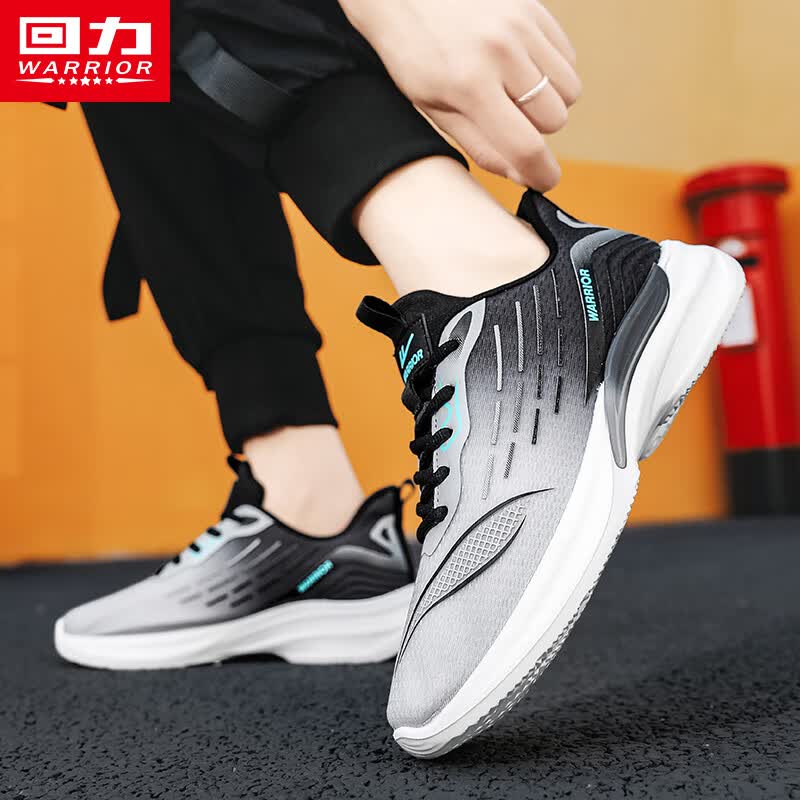 回力男鞋运动鞋子男2026新款夏季透气休闲鞋轻便薄款软底减震跑步鞋潮 灰黑【网面升级款】 43 (265mm) 男码
