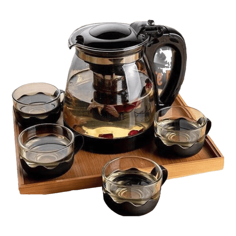 【京东物流】茶壶套装大容量玻璃茶杯带滤网耐高温茶具 2000ml泡茶壶