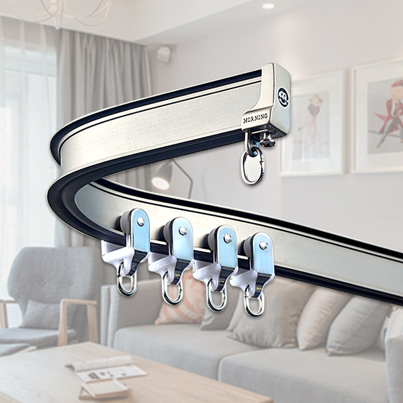 默零 铝合金飘窗窗帘轨道可弯曲轨道u型窗帘弯轨道顶装侧装轨道 标记