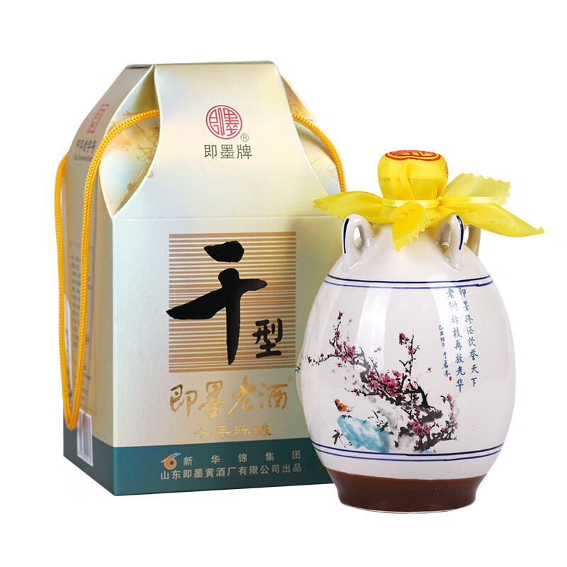 即墨經(jīng)典干型十年陳釀壇裝黃酒500ml禮盒干型即墨黃酒 干型十年陳釀壇裝黃酒禮盒 500mL