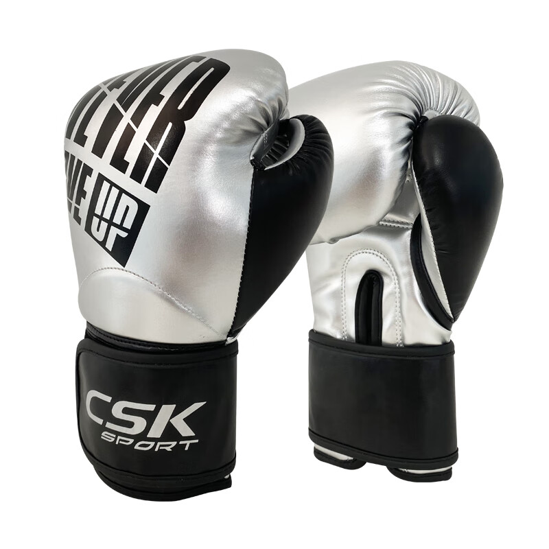 中成王（CSK）新品拳擊手套手腕加厚加寬沙包訓(xùn)練男女散打拳套 競技者-銀黑色 10oz