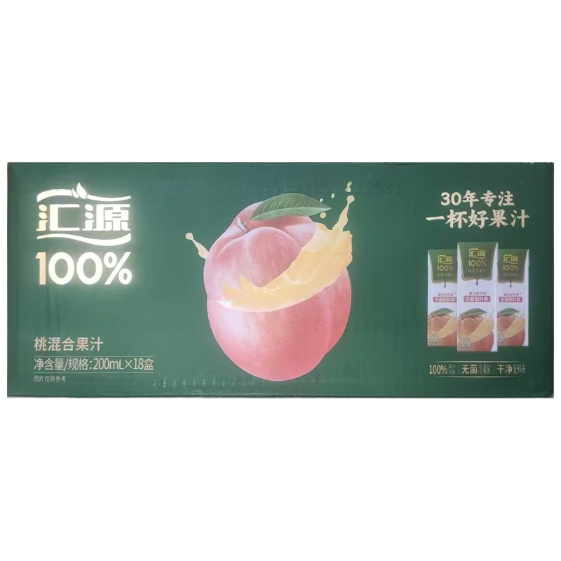 汇源100%桃混合果汁200ml*18【临期清仓】