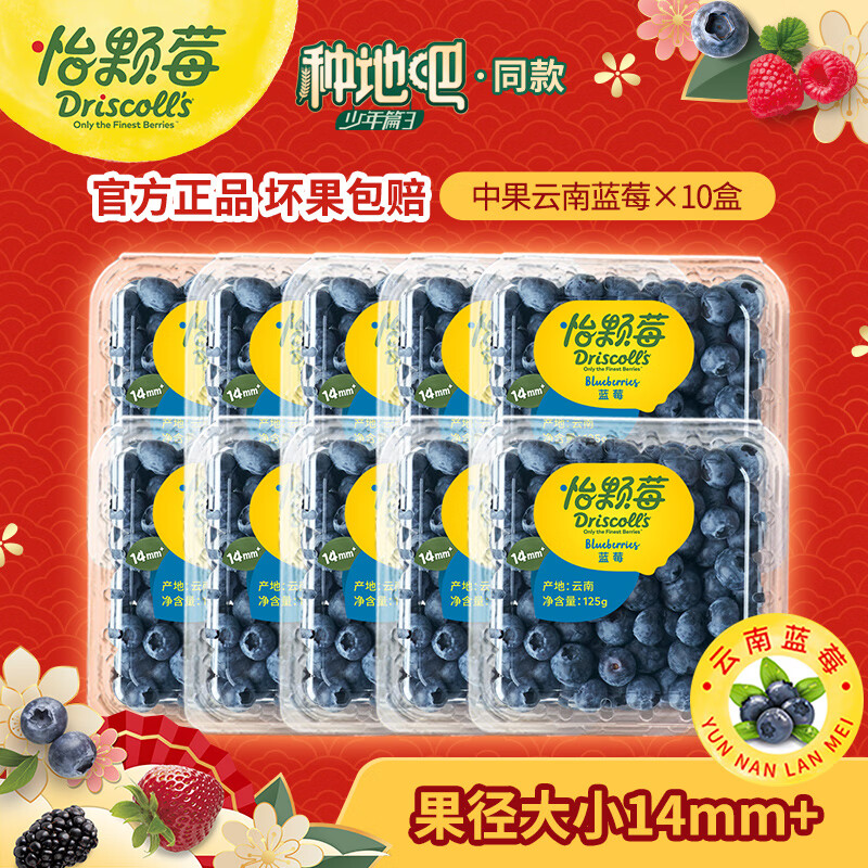 怡颗莓 当季云南蓝莓 超大果 125g*8盒（18mm+）