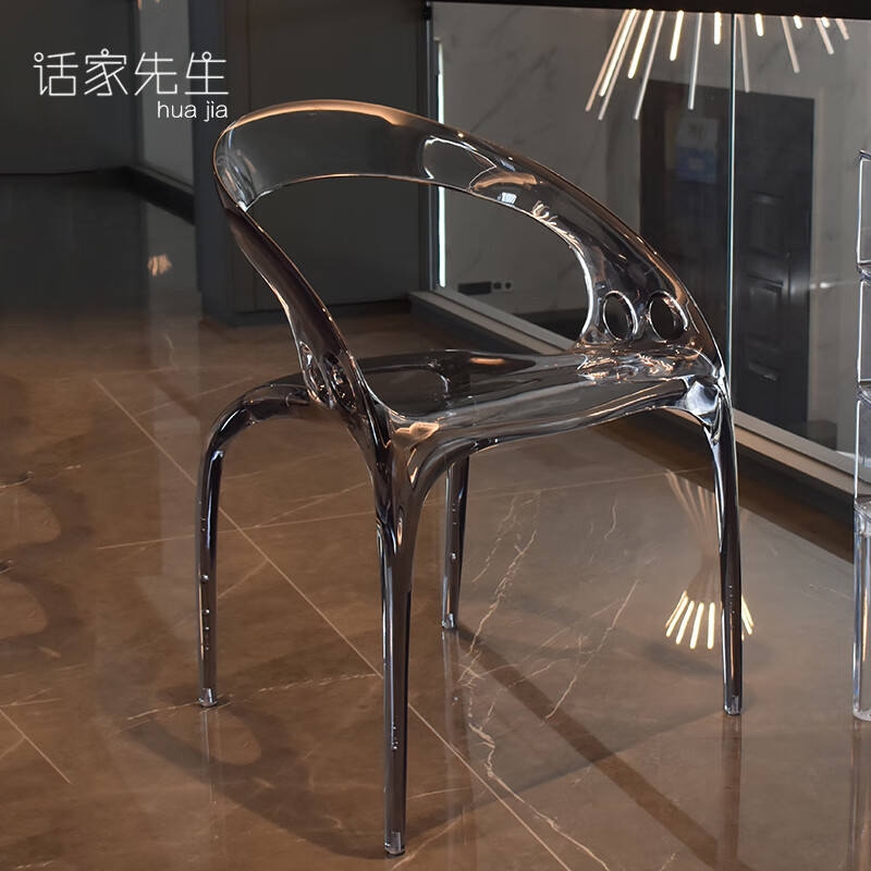 話(huà)家先生可堆疊放餐椅水晶椅子亞克力梳妝椅設計師民宿網(wǎng)紅塑料椅特色個(gè)性 透明煙灰色