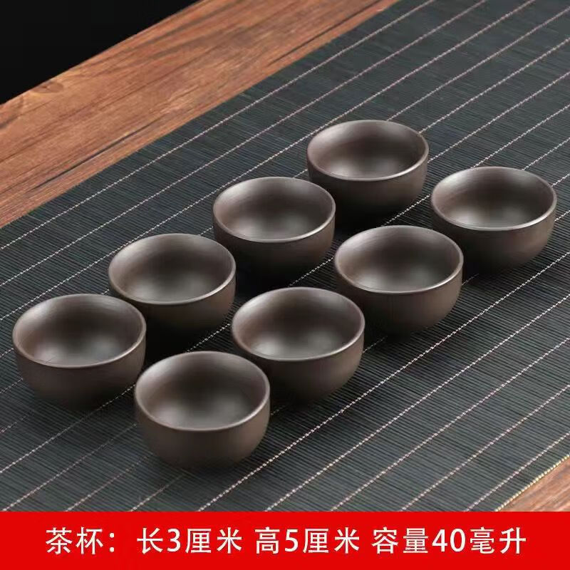 希格鲨紫砂茶具套装功夫茶具茶杯茶壶盖碗茶洗家用办公礼品整套陶瓷茶具 紫砂功夫茶具--八个杯子 无规格