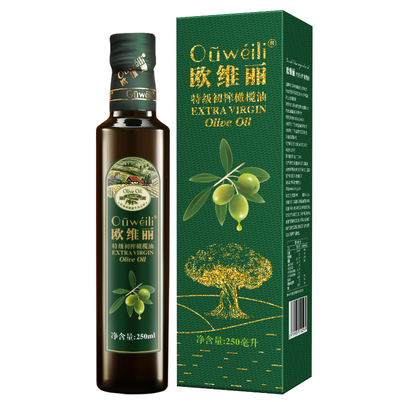 欧维丽（Ouweili）西班牙原油进口特级初榨橄榄油250ml小瓶装 压榨孕妇儿童食用油 250mL*1瓶