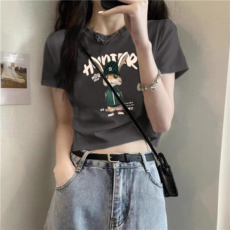 2025年新款夏季白色显瘦宽松短款纯棉上衣女法式小众露