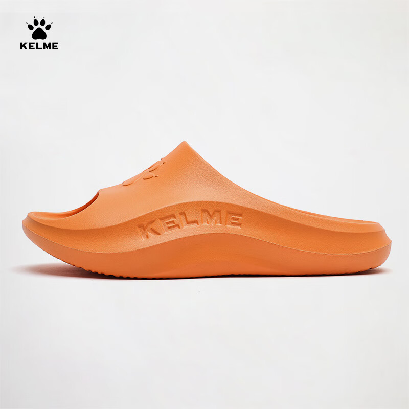 卡尔美（KELME）拖鞋男户外健身运动拖鞋沙滩厚底情侣时尚凉拖 橙色 35