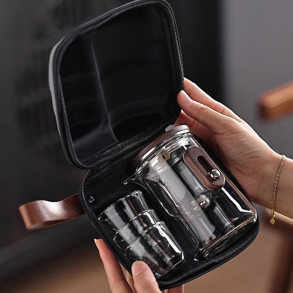 自像堂户外便携玻璃茶具套装轻悦旅行泡茶杯快客杯泡茶露营家用随身茶具