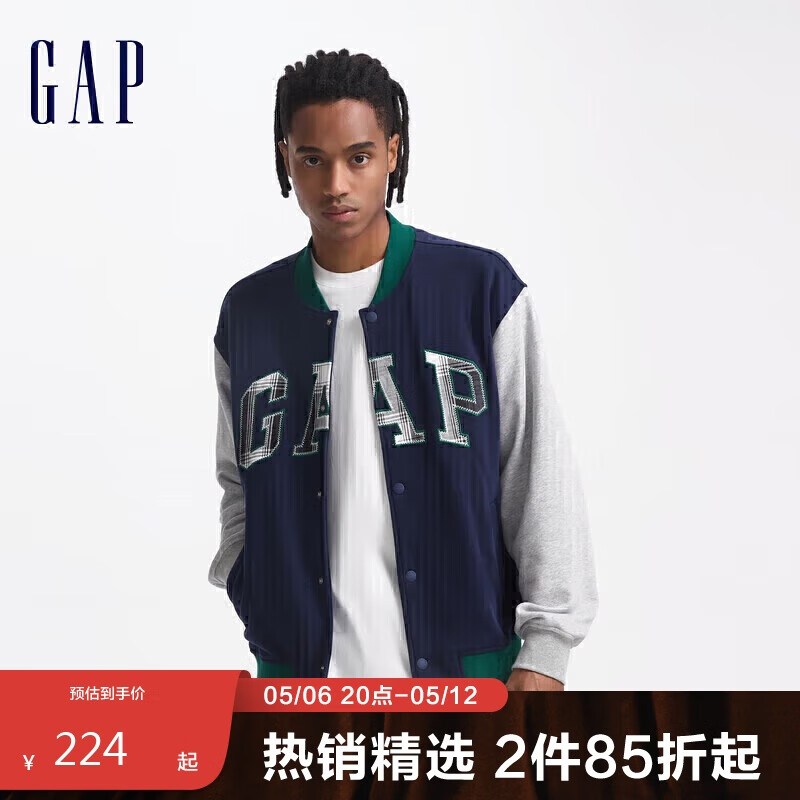 GAP男女裝2024秋季新款logo學(xué)院風(fēng)棒球服美式休閑情侶外套639207