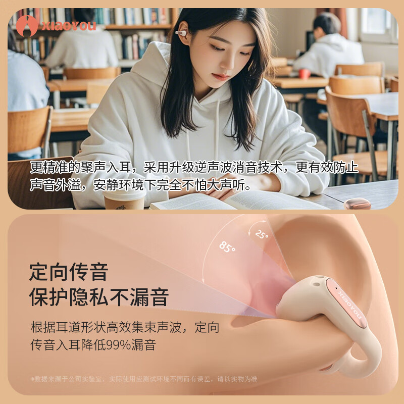 小幽蓝牙耳机耳夹式z10耳机不入耳G型蓝牙5.4无感佩戴运动音乐耳机 玫瑰金