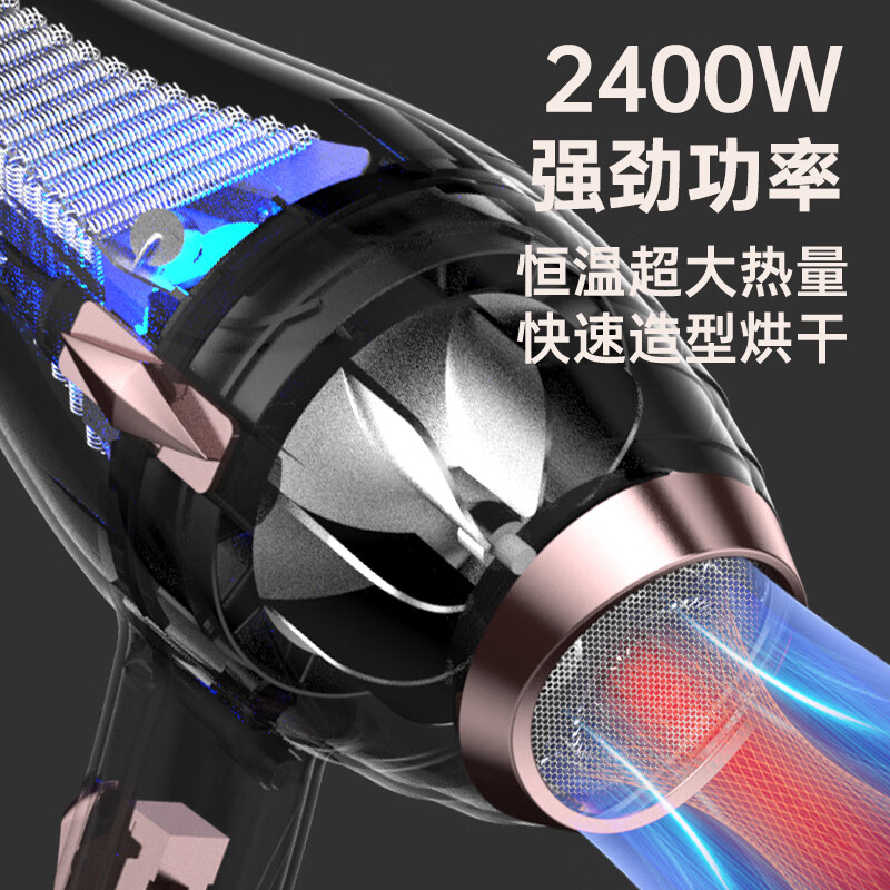 诺美丝吹风机家用负离子大功率不伤发电吹风发廊理发店专用吹风筒速干 旗舰版纯铜AC电机 灰【家用】