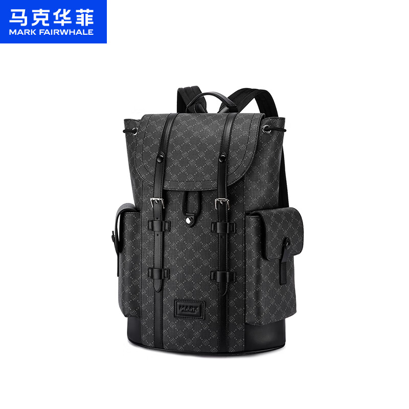 马克华菲新款背包男士商务双肩包潮流大容量电脑包旅行包学生书包 铅灰【礼品袋|顺丰快递】