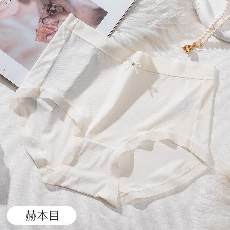 【甄选厂家】螺纹高弹里裆女士内裤少女糖果色裸感女生内裤 赫本白（1条装） 1条 M