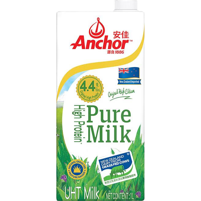 安佳（Anchor）4.4g原生高鈣高蛋白全脂牛奶1L*6盒 新西蘭進(jìn)口草飼牛奶中秋禮盒