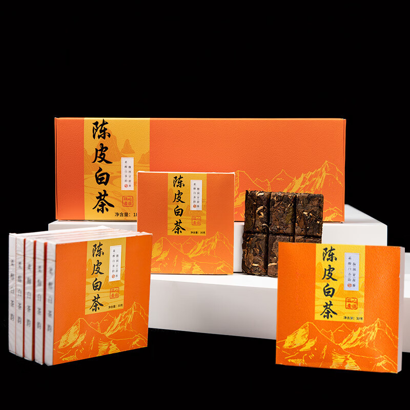 铁江南正宗福鼎老白茶寿眉茶饼礼盒装陈香茶叶送礼品节日长辈送礼 360g*山水陈皮白茶2条配礼袋