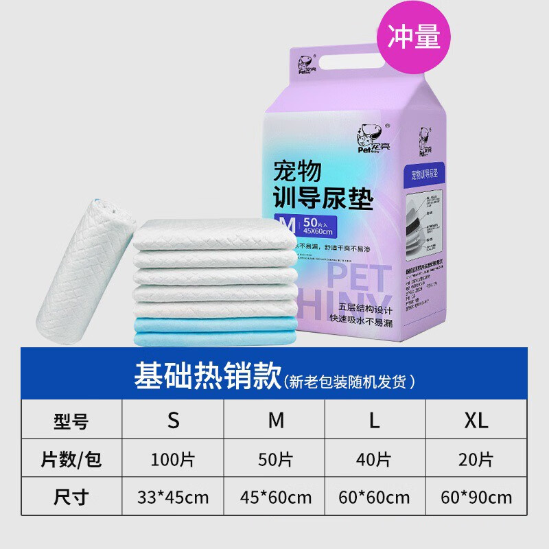 寵百思（PETBEST）狗狗尿墊尿片加厚除臭吸水寵物廁所除臭尿布尿不濕兔子貓咪生產墊 基礎款-藍底虧本沖量 好用不心 S-小型