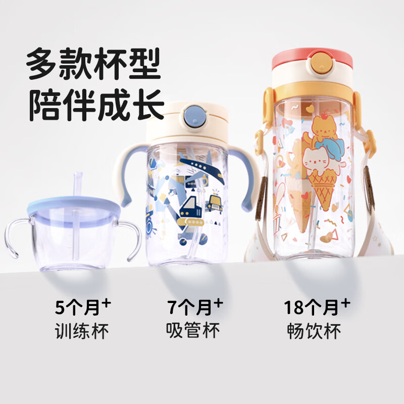 利其尔（Richell）星彩水杯儿童吸管杯透透杯外出小孩宝宝喝水杯子奶瓶学饮杯大容量 熊猫吸管杯（25年新款） 320ml